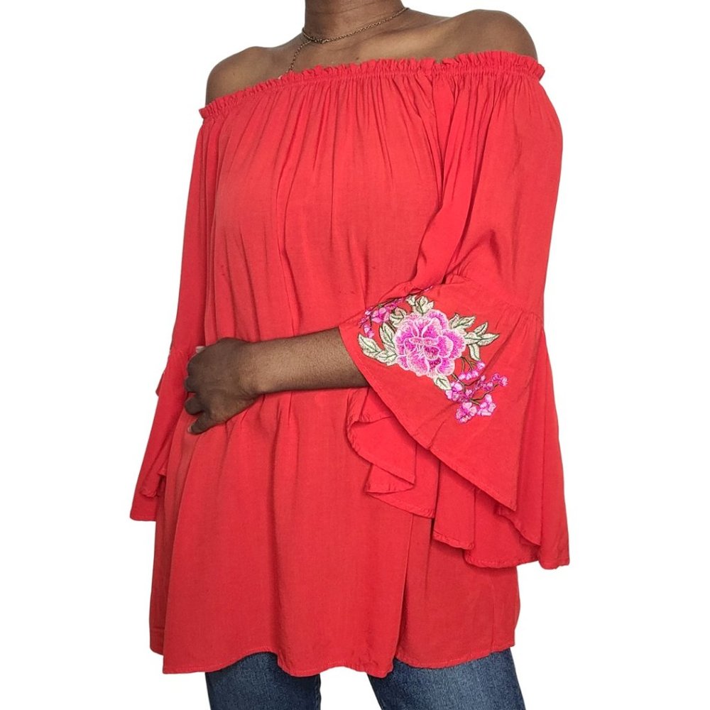 Entro Orange Off the Shoulder Top
